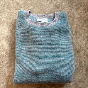 Oliver Charles All Season Marled Crewneck Sweater - emerald blue/light gray